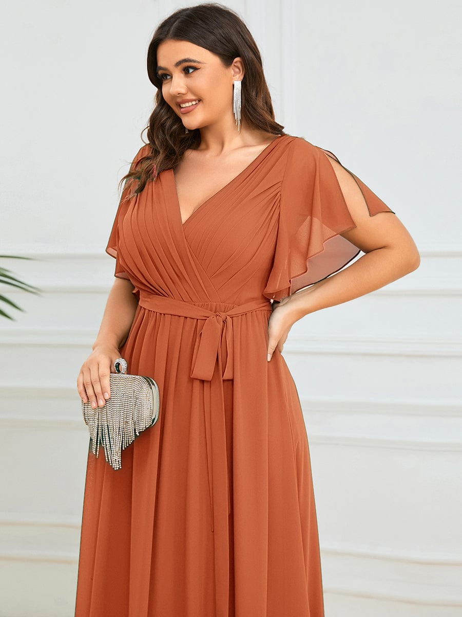 ever LEORA|Flowy Pleated A-Line Chiffon Tie-Waist Bridesmaid Dress