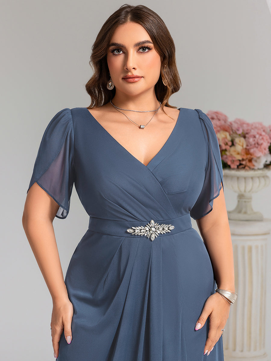pretty NOAH|Plus Size Waist Decoration Chiffon A-Line Formal Dress