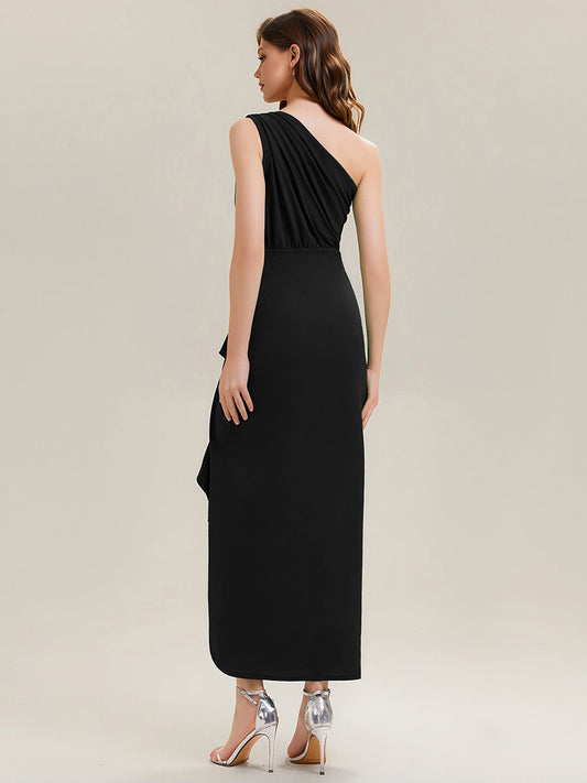Thigh-High Slit Knit Sleeveless Evening Dress