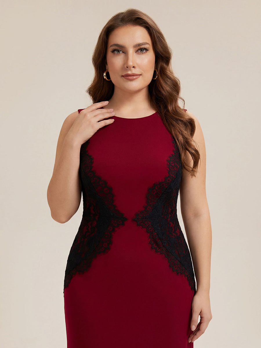 ever IVORY|Waist Cut-Out Knit Sleeveless Stretch Evening Dress