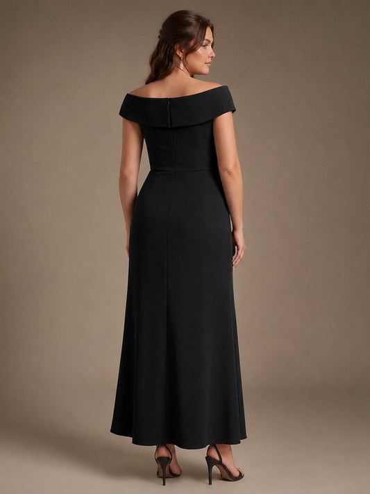 Plus Size Slit Crepe Evening Dress