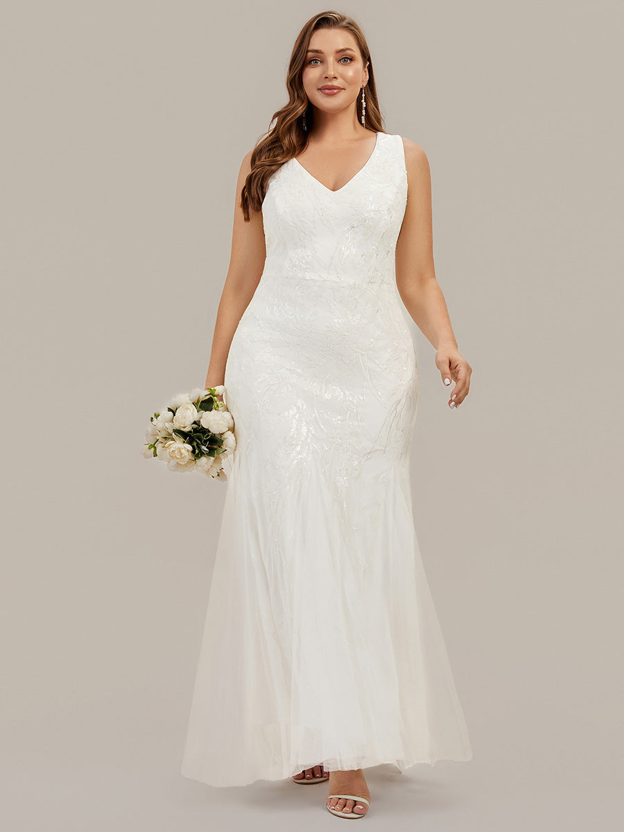 Patchwork Sequin Sleeveless Wedding Dress