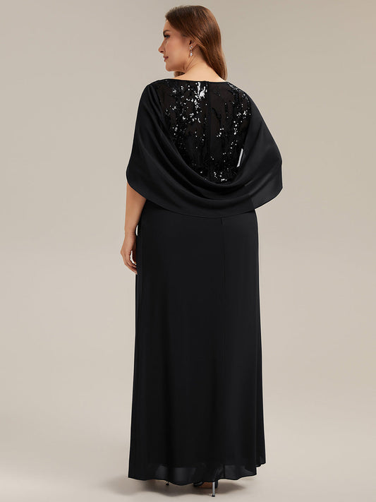 Plus Size See-through Chiffon Mother of the Bride Dress