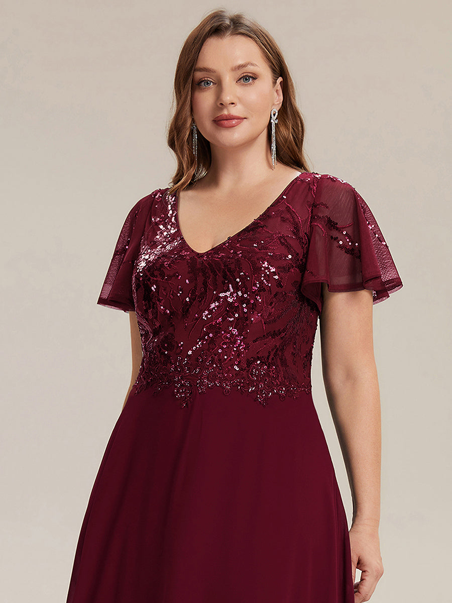 Plus Size Applique Sequin Mother of the Bride Dress