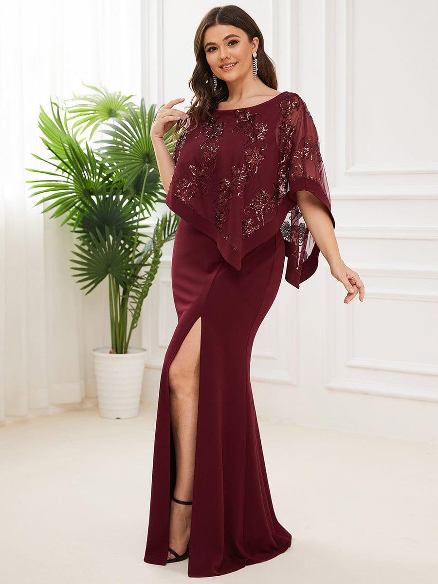 ever CELINE|Lace Sequin Shirt Bodycon Floor-Length Mother Dress