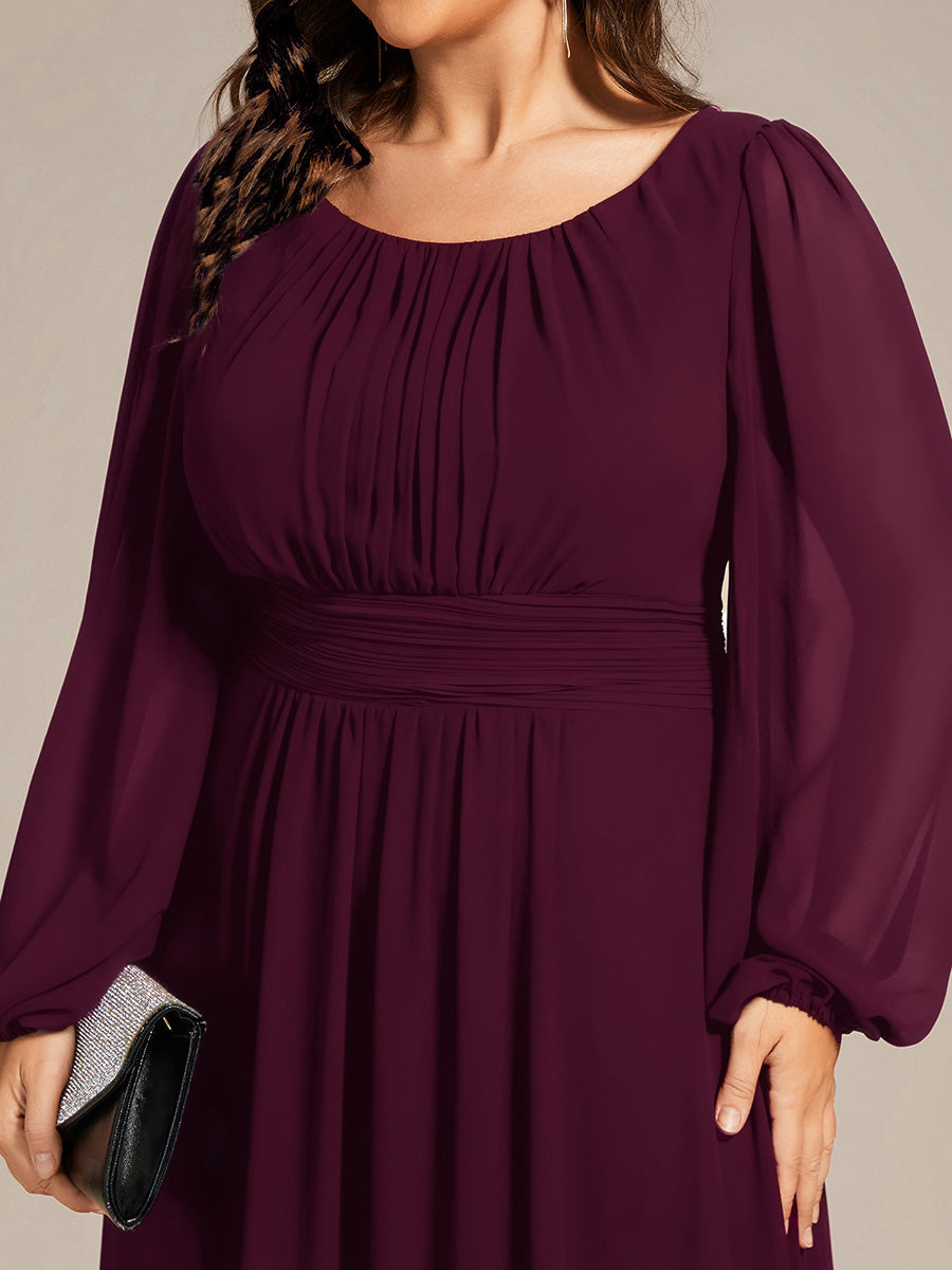 ever CELESTE|Long Sleeve Chiffon A-Line Empire Waist Formal Dress