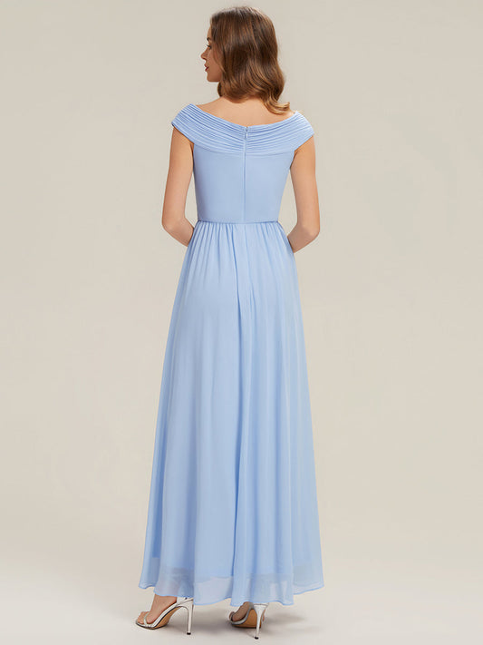 ever NEMI|Pleated Chiffon Cap Sleeve Bridesmaid Dress
