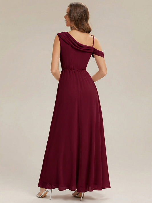 Side Slit Chiffon Sleeveless Bridesmaid Dress