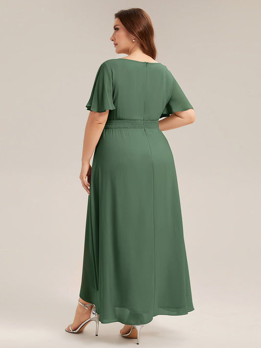 pretty SAGE|Plus Size Ruched Chiffon Bridesmaid Dress
