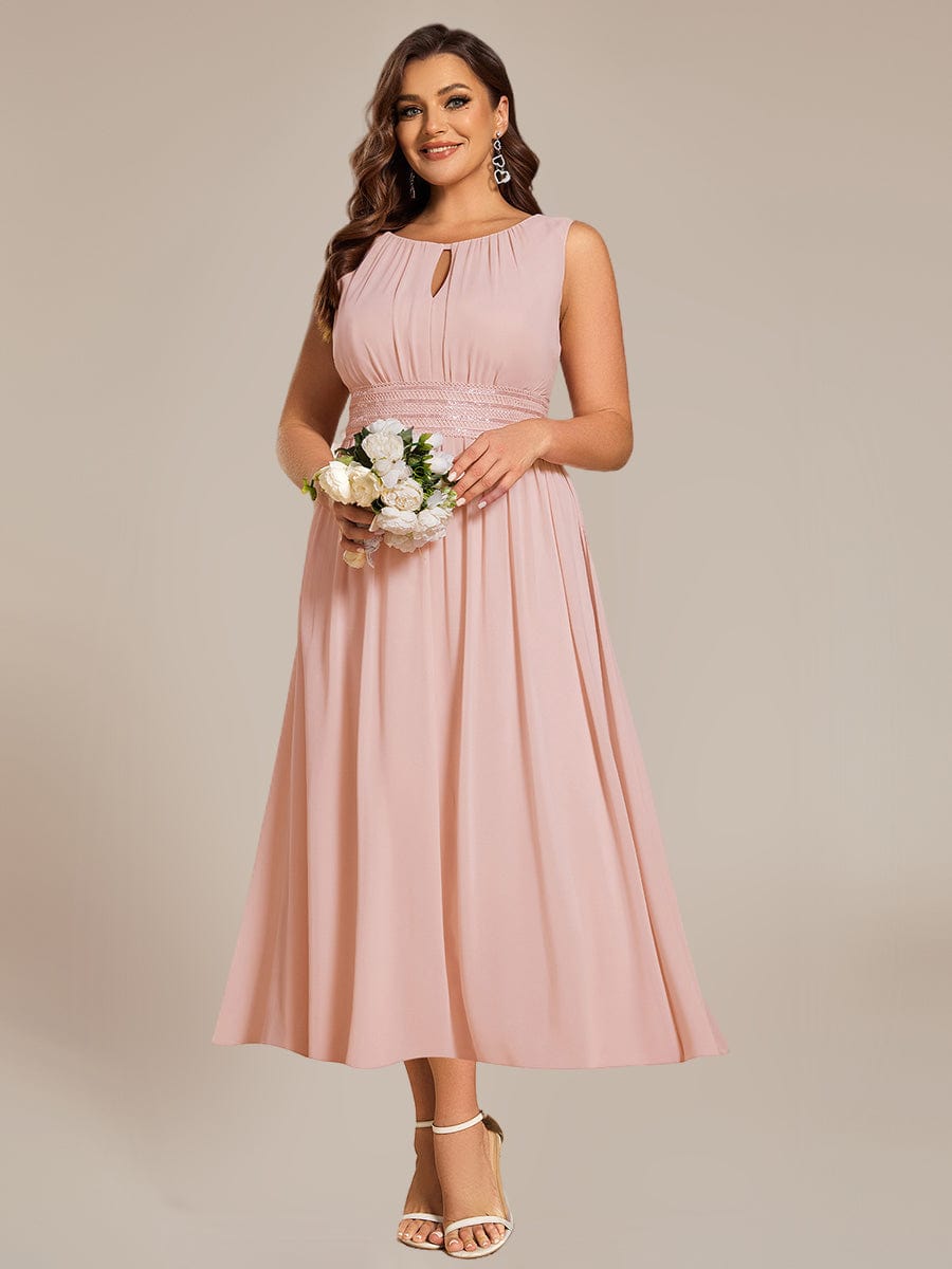 ever LIORAEL|Chiffon Midi Bridesmaid Dress With Ruched Waist