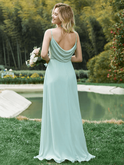 ever NOVA|Criss-Cross V-Neck Chiffon Backless A-Line Bridesmaid Dress