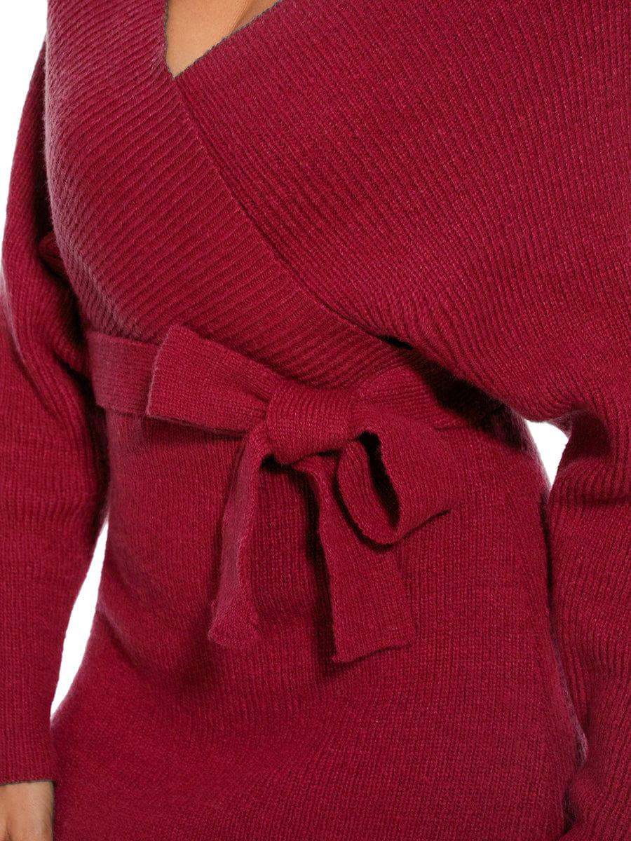 ever RACHELLE|V-Neck Wrap Long Dolman Sleeve Knit Bodycon Sweater Dress