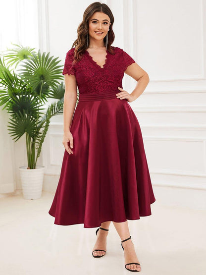 ever HARLEY|Romantic V-neck Lace Bodice Wedding Guest Dress with Pockets