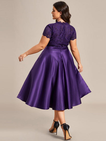 ever HARLEY|Romantic V-neck Lace Bodice Wedding Guest Dress with Pockets