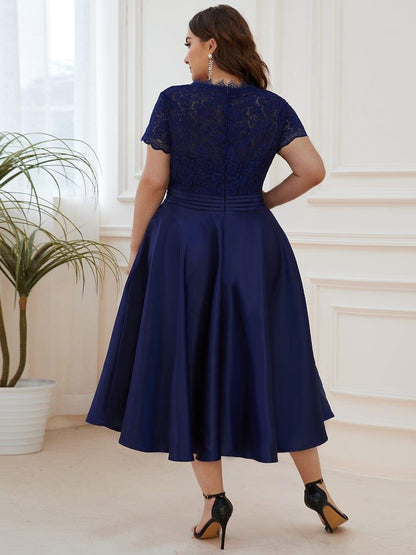 ever HARLEY|Romantic V-neck Lace Bodice Wedding Guest Dress with Pockets