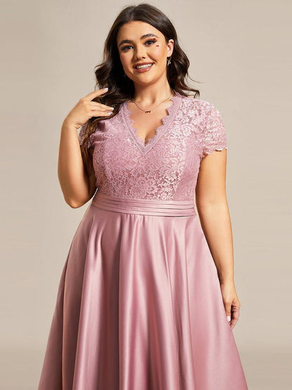 ever HARLEY|Romantic V-neck Lace Bodice Wedding Guest Dress with Pockets