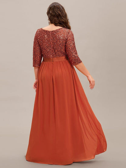 pretty FLORENCE|Plus Size Sequin 3/4 Sleeves Dresses