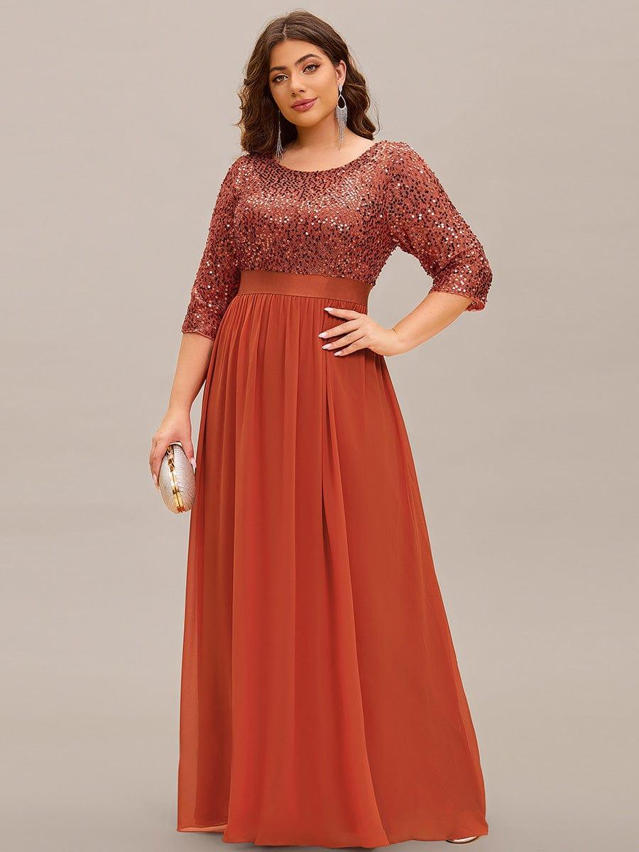 pretty FLORENCE|Plus Size Sequin 3/4 Sleeves Dresses