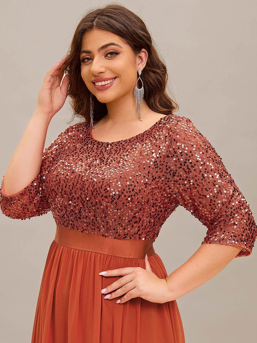 ever FLORENCE|Sequin Round Neckline Dress with Chiffon