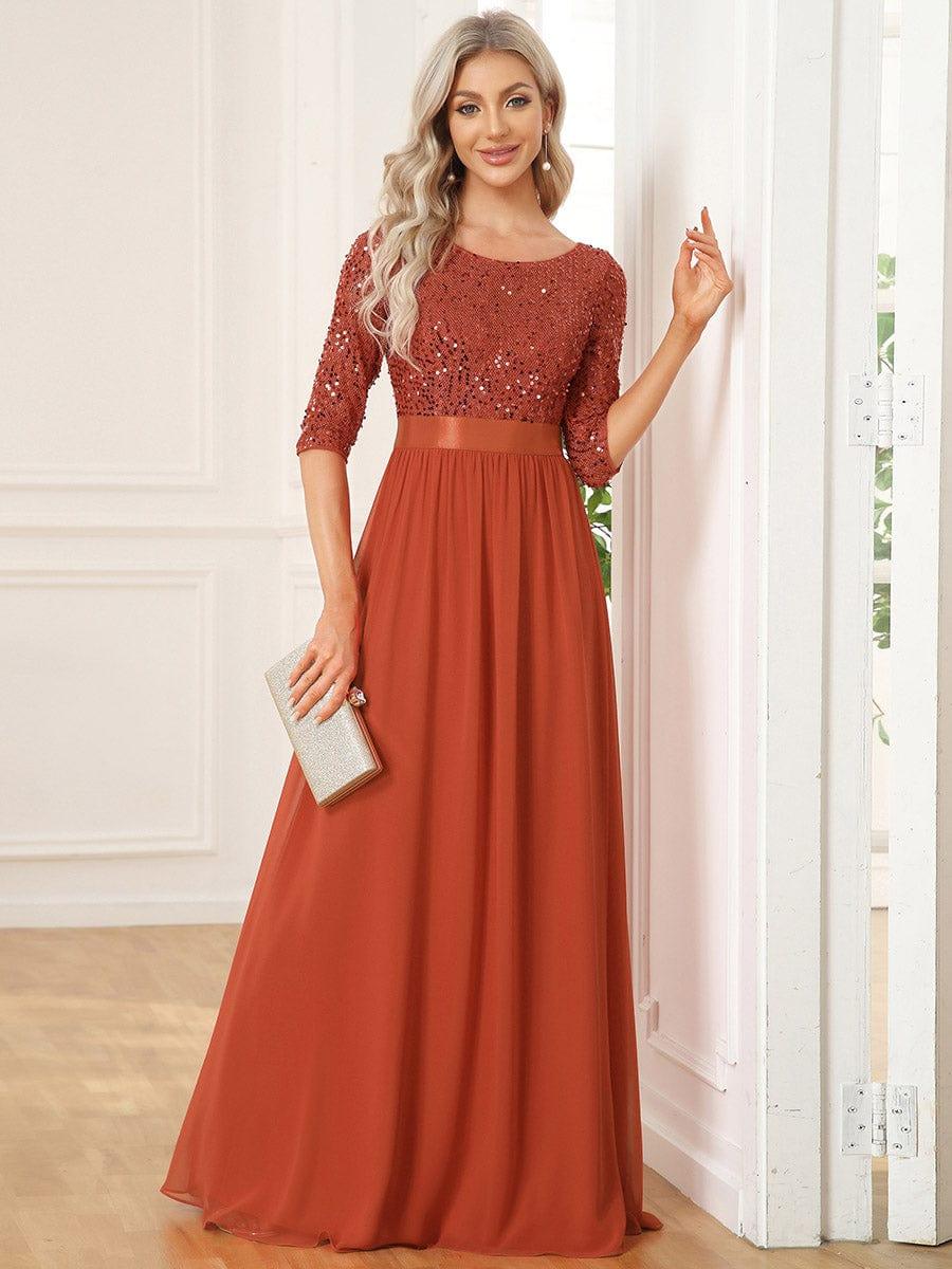 ever FLORENCE|Sequin Round Neckline Dress with Chiffon