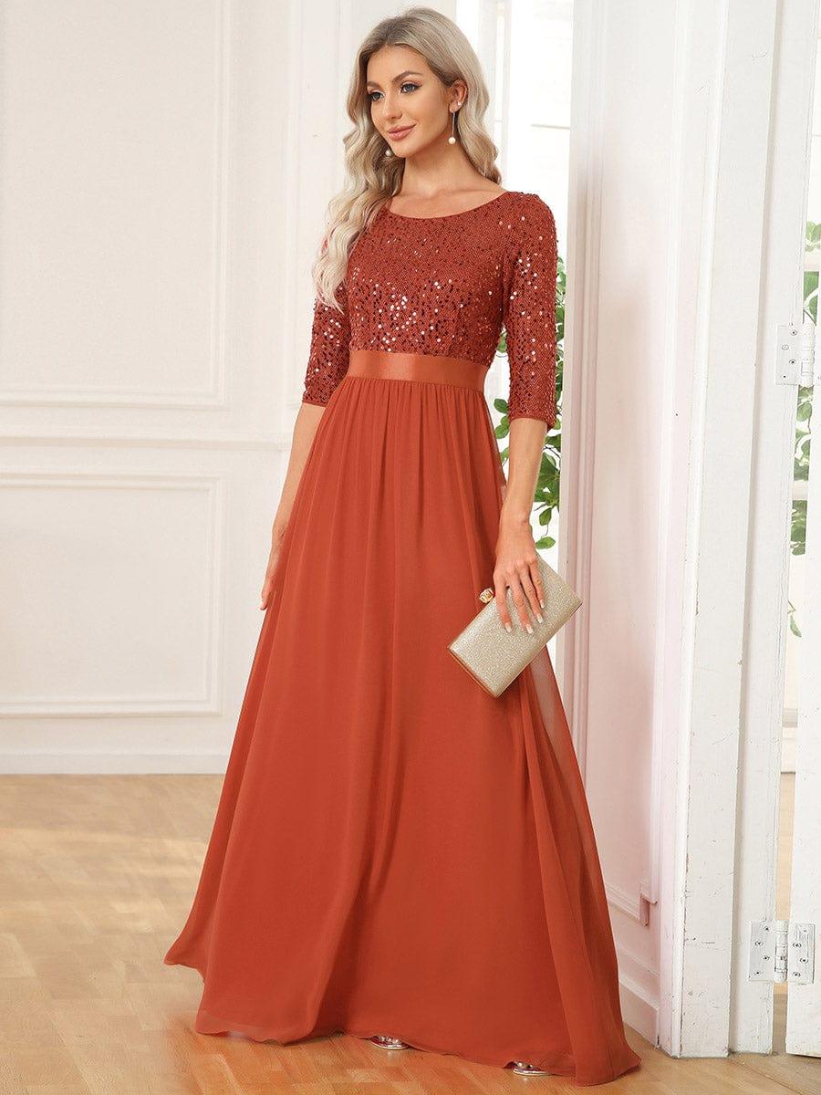ever FLORENCE|Sequin Round Neckline Dress with Chiffon