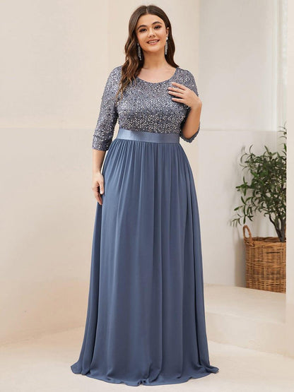 pretty FLORENCE|Plus Size Sequin 3/4 Sleeves Dresses