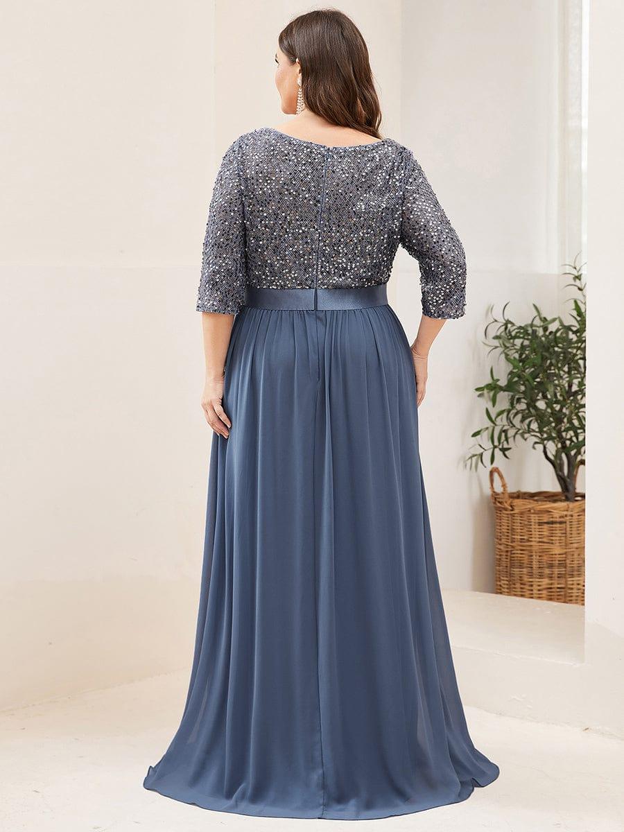 ever FLORENCE|Sequin Round Neckline Dress with Chiffon