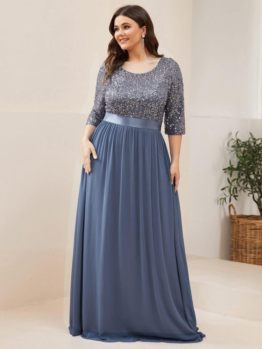 ever FLORENCE|Sequin Round Neckline Dress with Chiffon