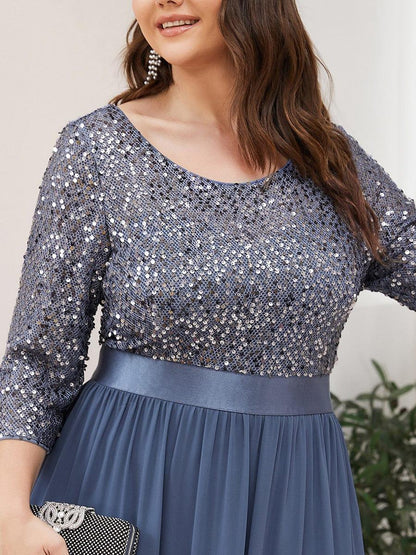 ever FLORENCE|Sequin Round Neckline Dress with Chiffon