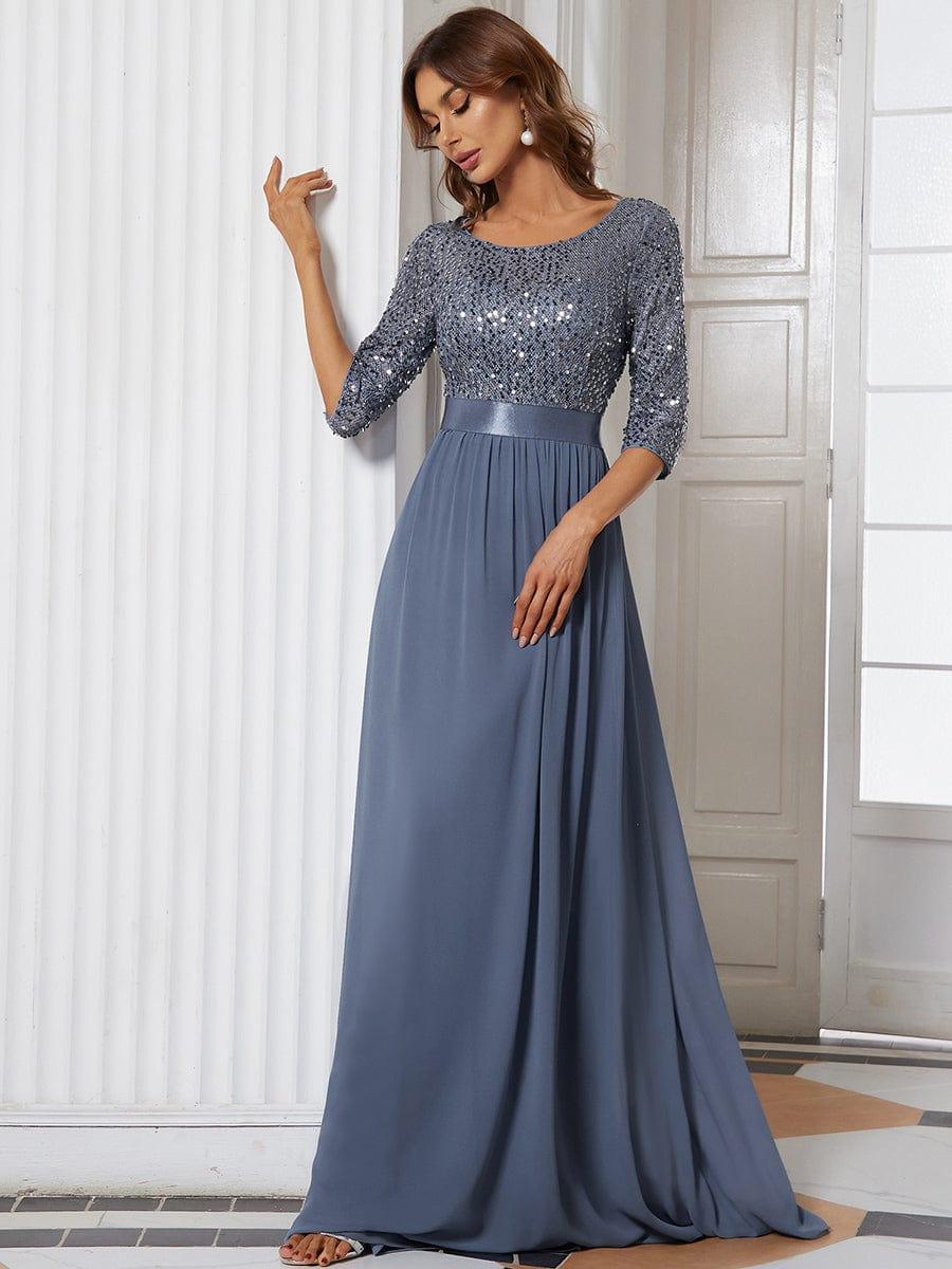 ever FLORENCE|Sequin Round Neckline Dress with Chiffon