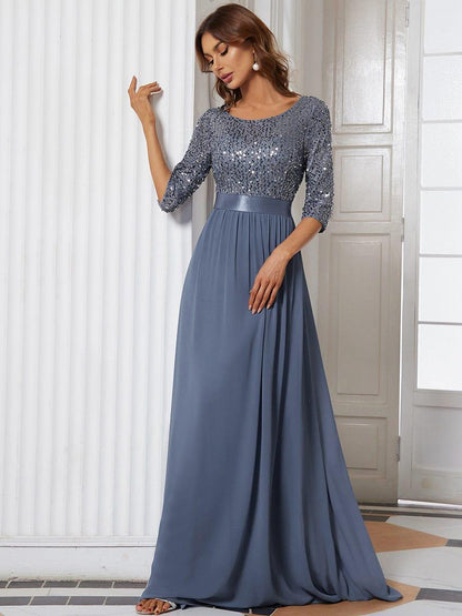 ever FLORENCE|Sequin Round Neckline Dress with Chiffon