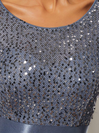ever FLORENCE|Sequin Round Neckline Dress with Chiffon