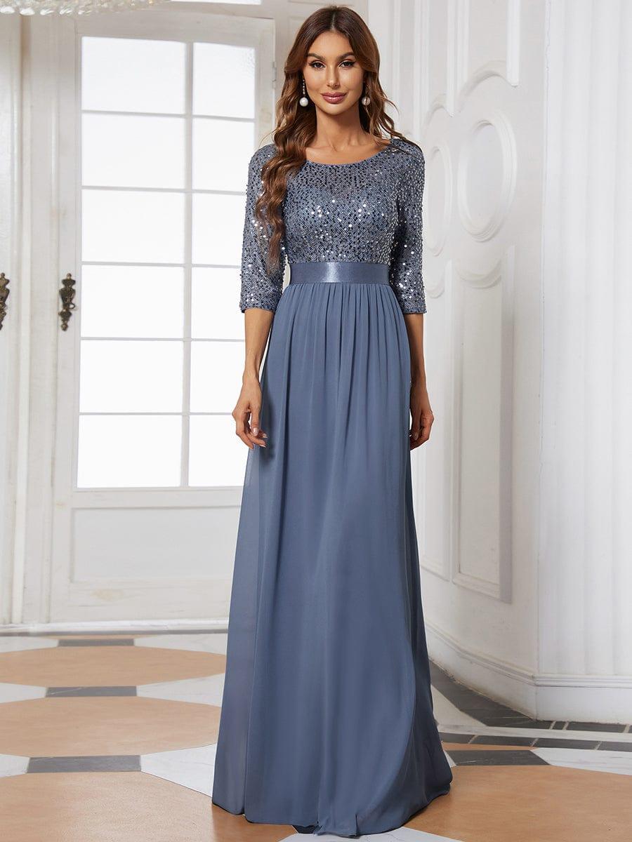 ever FLORENCE|Sequin Round Neckline Dress with Chiffon