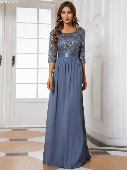 ever FLORENCE|Sequin Round Neckline Dress with Chiffon