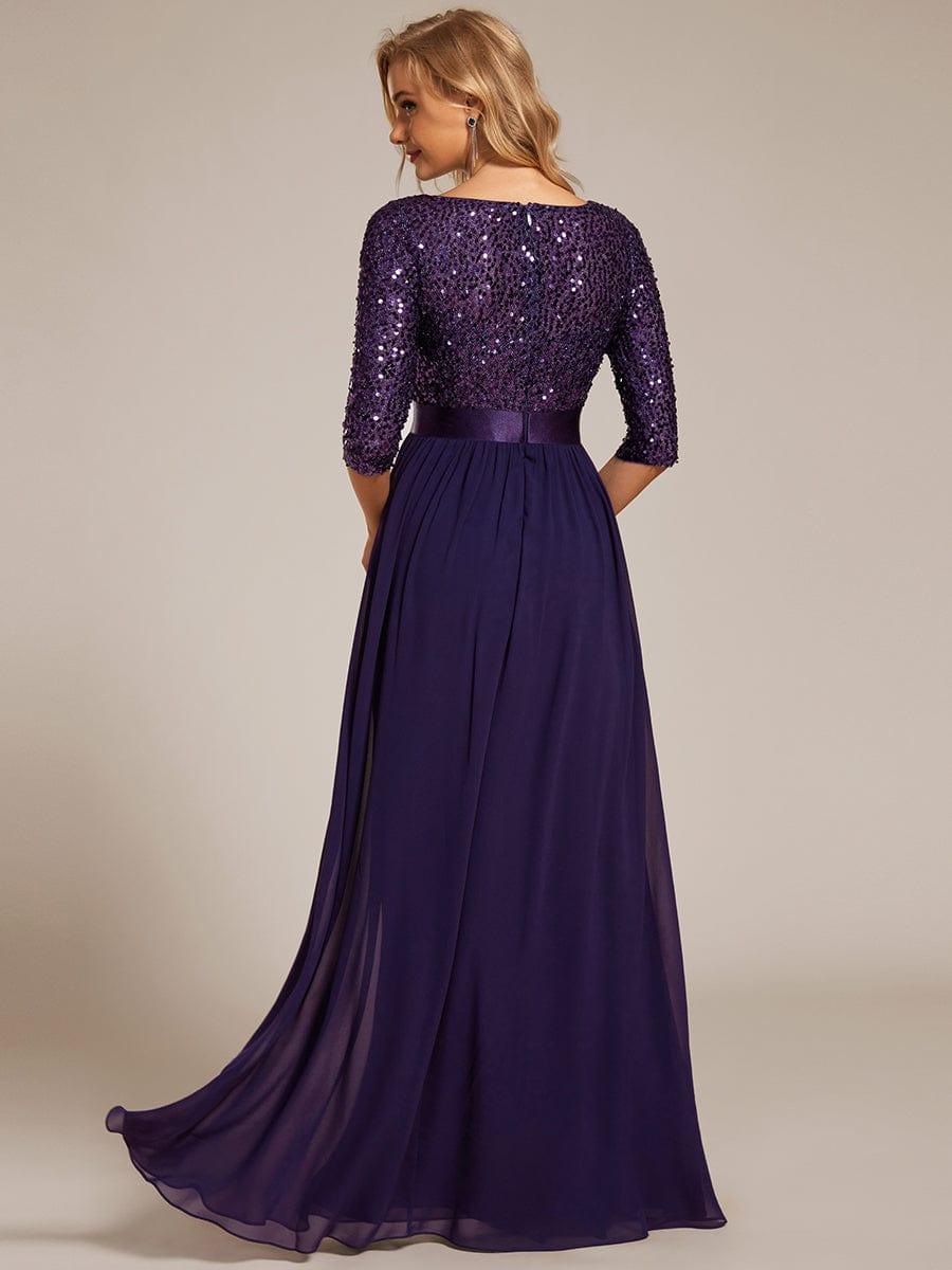 ever FLORENCE|Sequin Round Neckline Dress with Chiffon