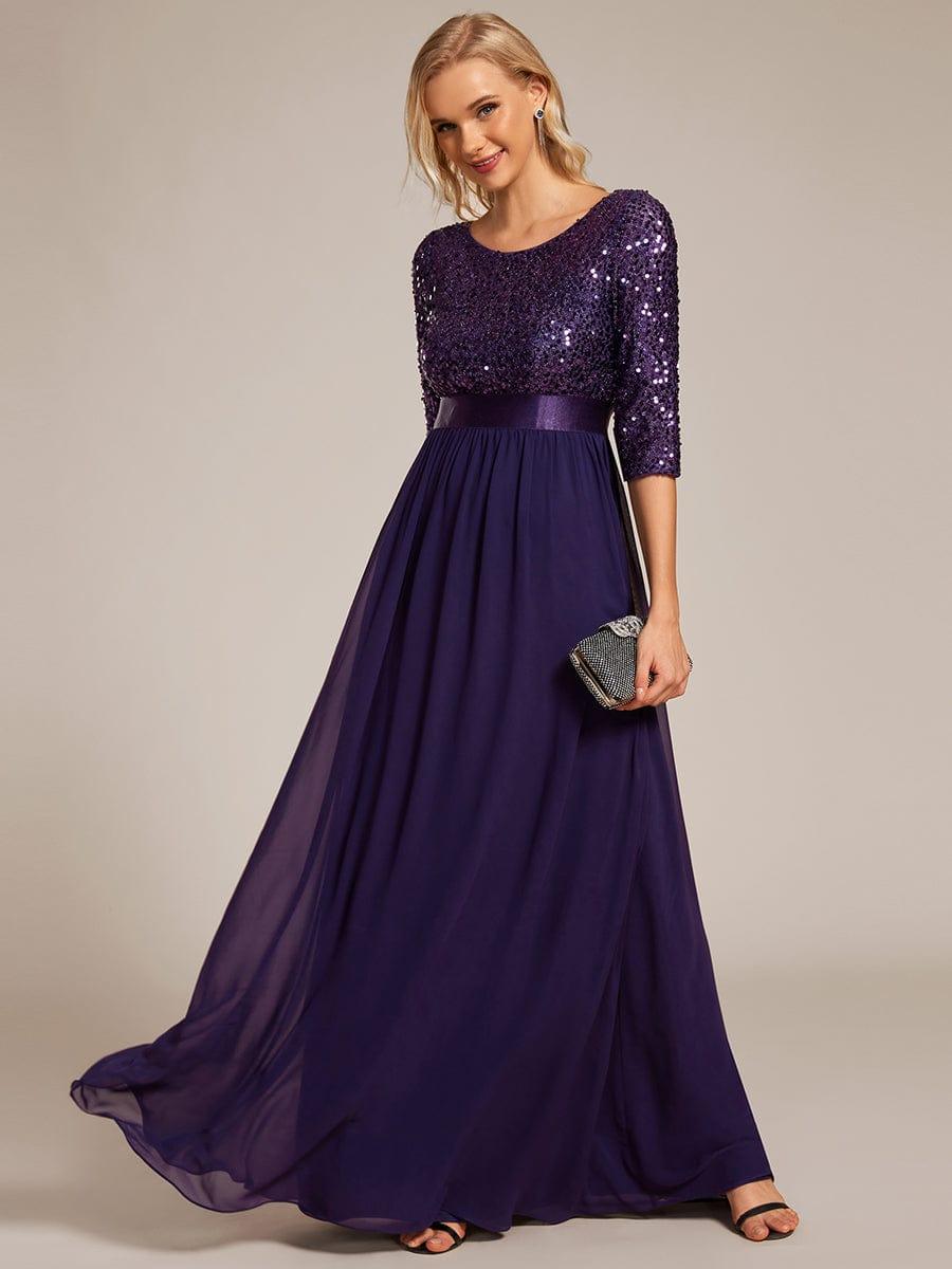 ever FLORENCE|Sequin Round Neckline Dress with Chiffon
