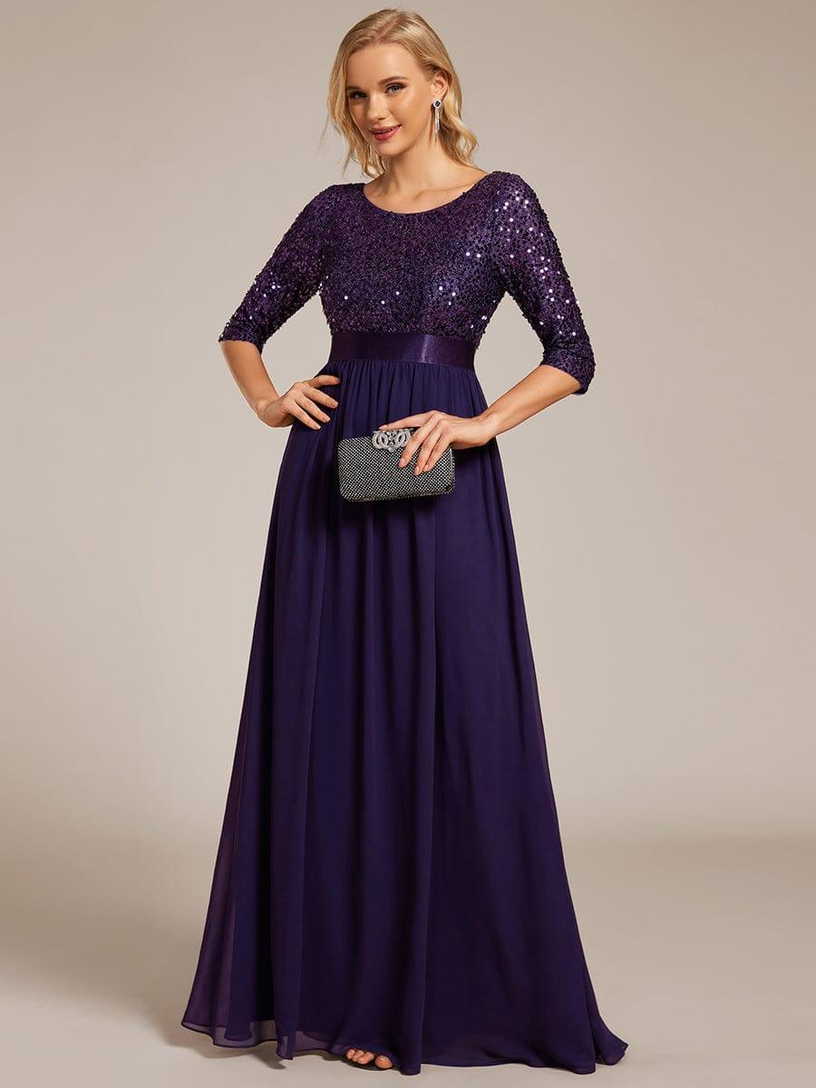 ever FLORENCE|Sequin Round Neckline Dress with Chiffon