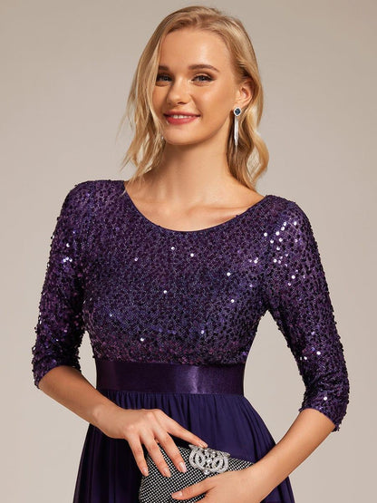 ever FLORENCE|Sequin Round Neckline Dress with Chiffon