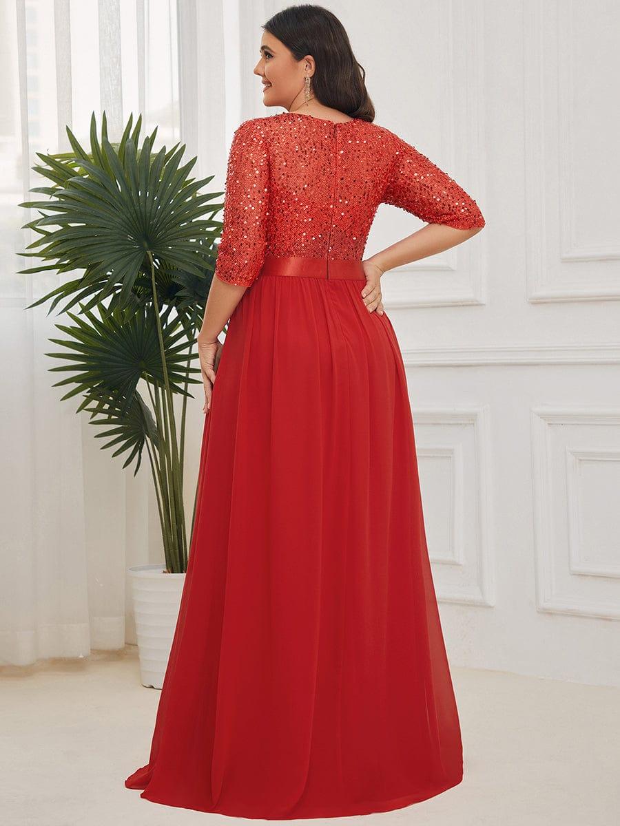 ever FLORENCE|Sequin Round Neckline Dress with Chiffon