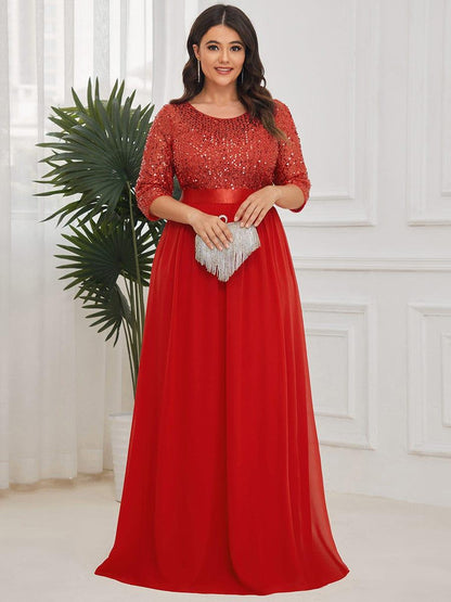 pretty FLORENCE|Plus Size Sequin 3/4 Sleeves Dresses