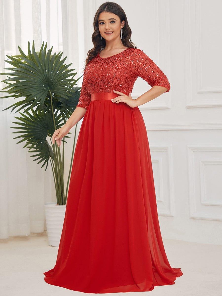 pretty FLORENCE|Plus Size Sequin 3/4 Sleeves Dresses