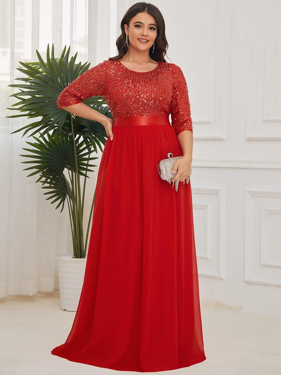 ever FLORENCE|Sequin Round Neckline Dress with Chiffon