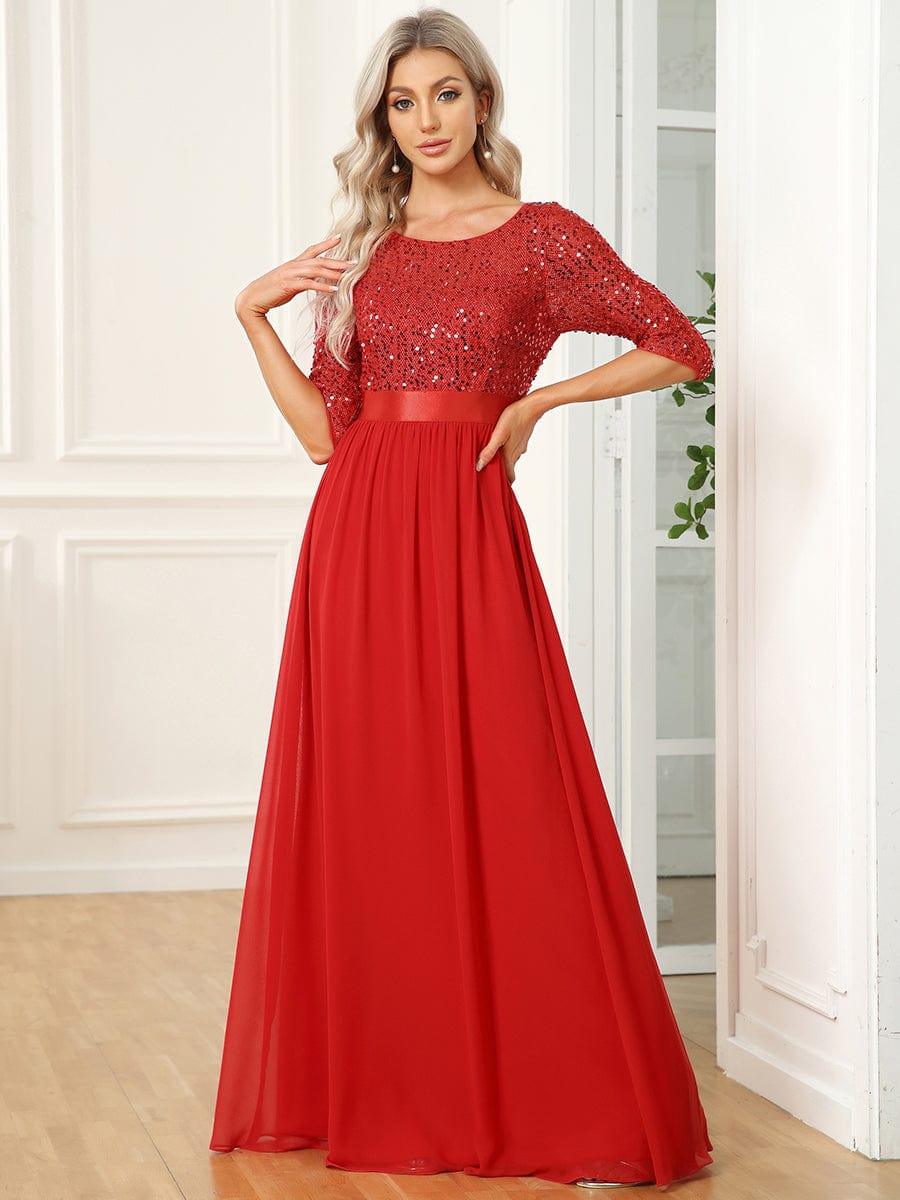 ever FLORENCE|Sequin Round Neckline Dress with Chiffon