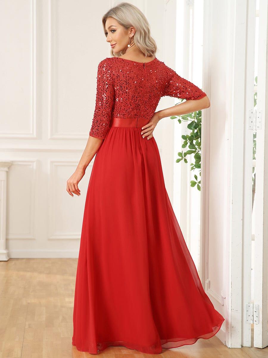 ever FLORENCE|Sequin Round Neckline Dress with Chiffon