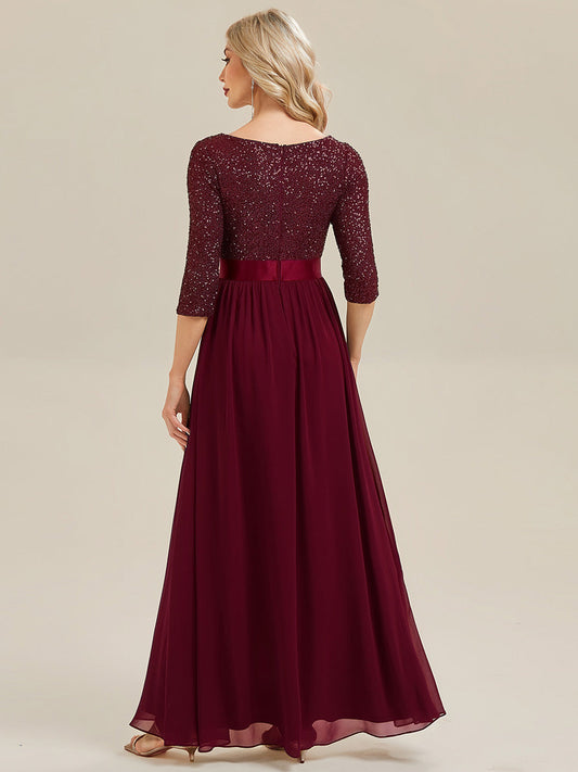 ever EMILIA|Glitter A-Line Maxi Evening Dress with Chiffon