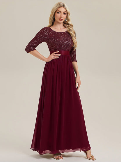 ever EMILIA|Glitter A-Line Maxi Evening Dress with Chiffon