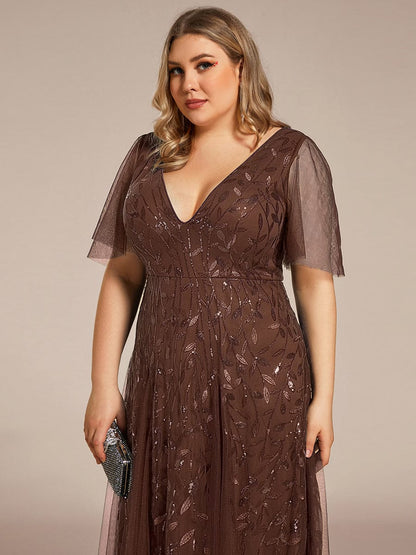ever ASTRAL|Shimmery Ruffle Sleeves Maxi Sequin Evening Dress