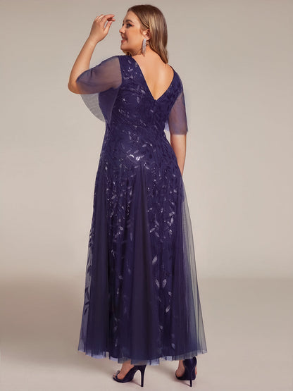 ever ASTRAL|Ruffle Sleeves Leaf Sequin Maxi Bridesmaid Dress