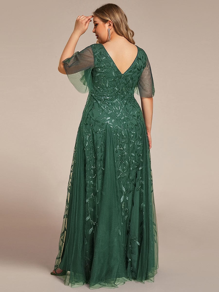 ever ASTRAL|Shimmery Ruffle Sleeves Maxi Sequin Evening Dress