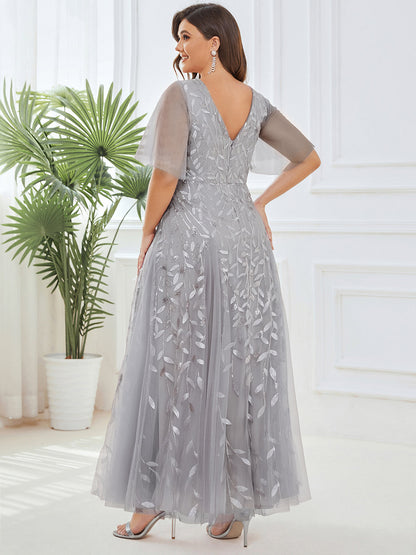 ever ASTRAL|Shimmery Ruffle Sleeves Maxi Sequin Evening Dress